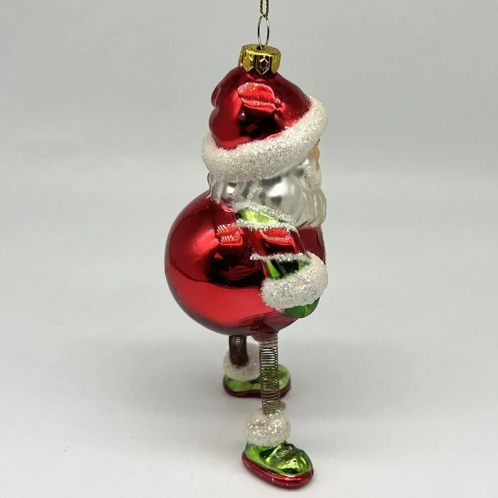 VTG Santa Ornament Indent Reflector Jiggle Leg Christmas Radko Style OWC Germany